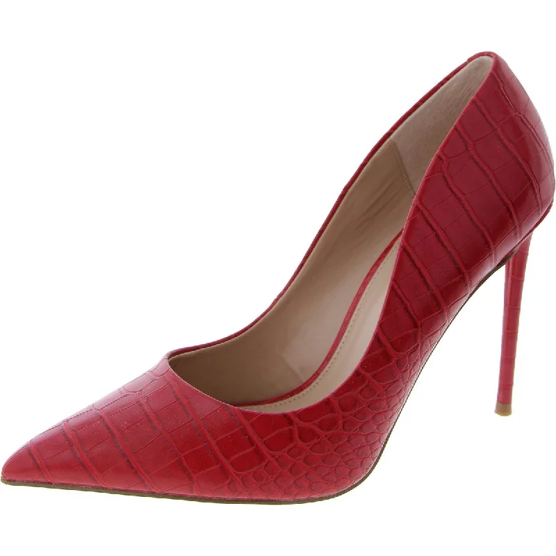 Stiletto Heel Pumps with Perfect Fit--Steve Madden Womens Vida Faux Leather Pointed Toe Pumps-Fashionable & Classic