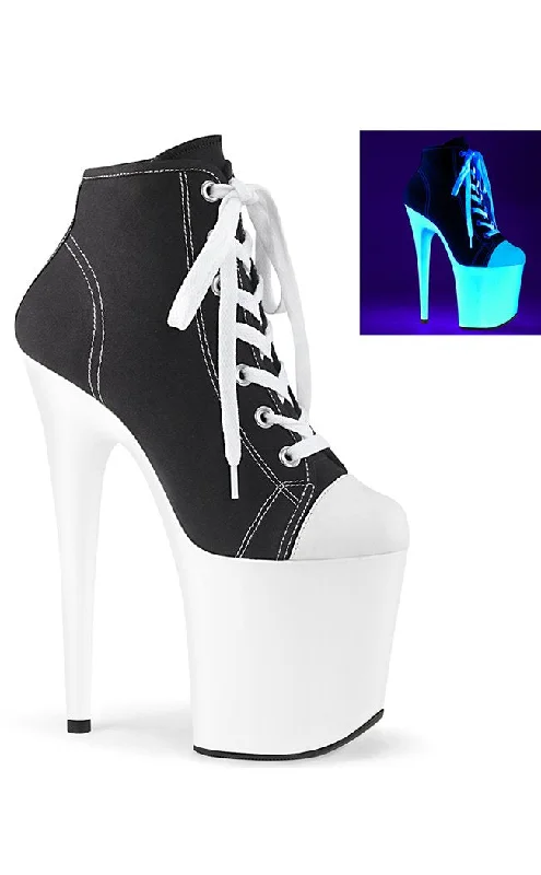 Stiletto Heel Pumps with Perfect Fit--FLAMINGO-800SK-02 UV Reflective Converse Heels in Black-Fashionable & Classic