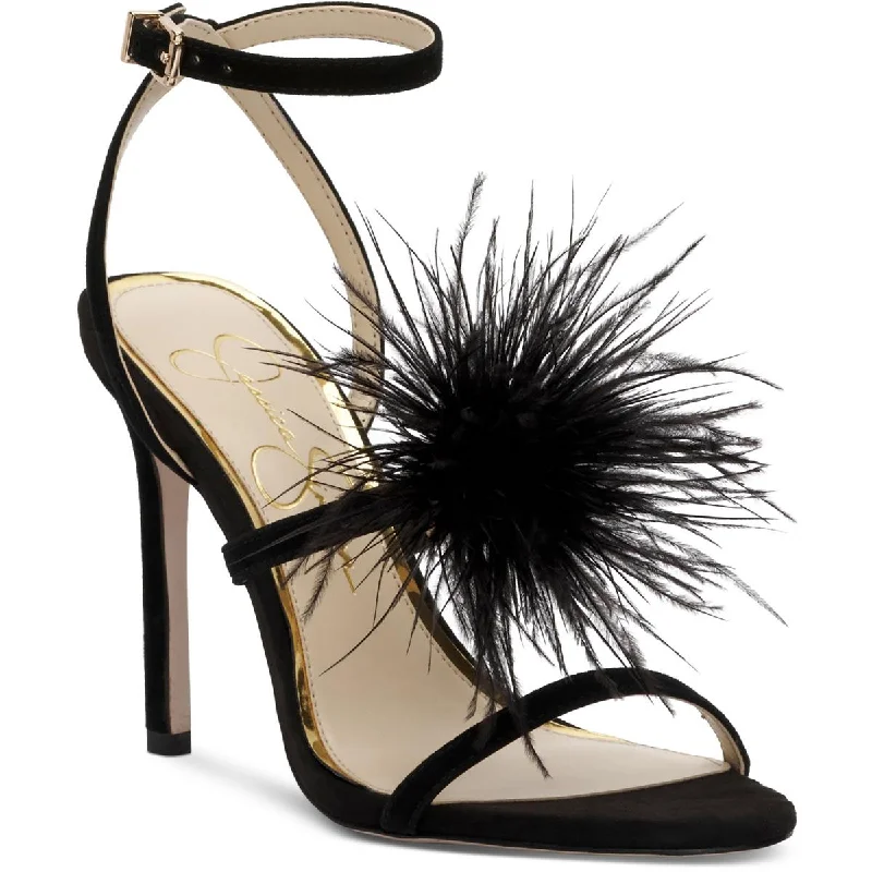 Stylish Ankle Strap Heels for Women--Jessica Simpson Womens Jenevya Suede Feathers Ankle Strap