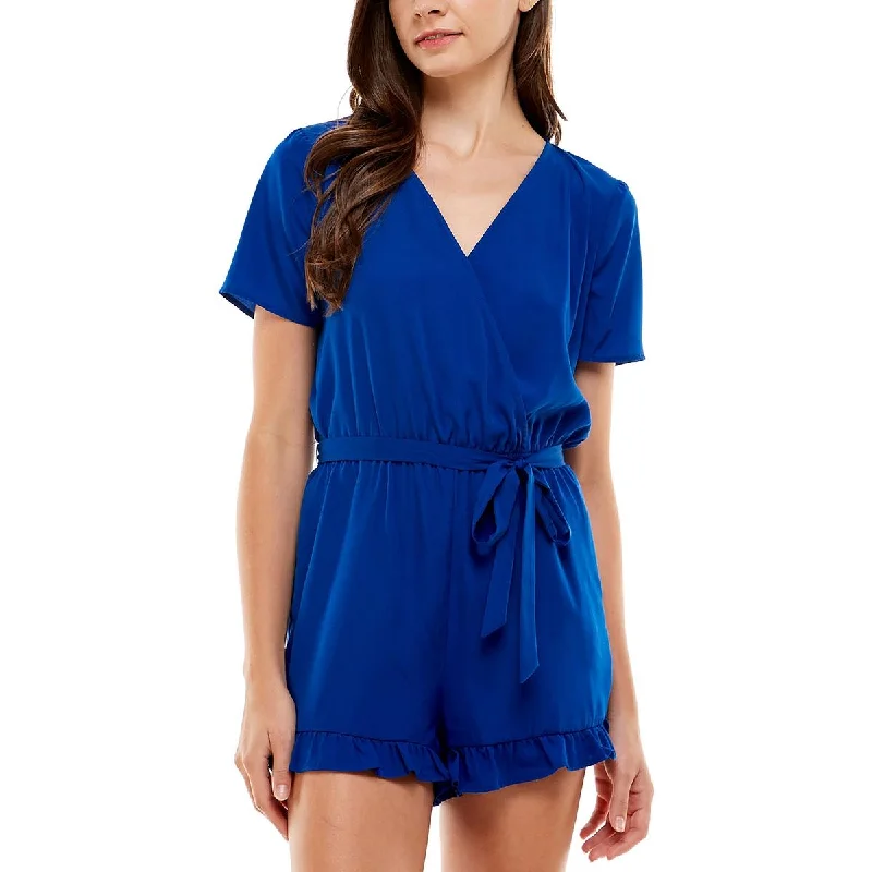 Versatile Heeled Sandals for Any Occasion---Kingston Grey Womens Juniors Ruffled Belted Romper