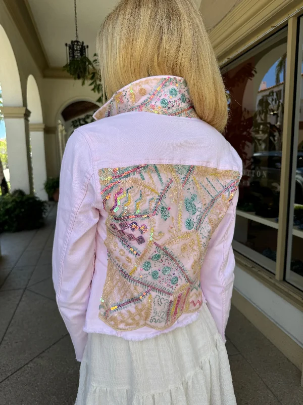 Women's denim jackets with innovative designs -The Pink Denim Jacket / Let’s Sparkle Women's denim jackets with innovative designs -The Pink Denim Jacket / Let’s Sparkle