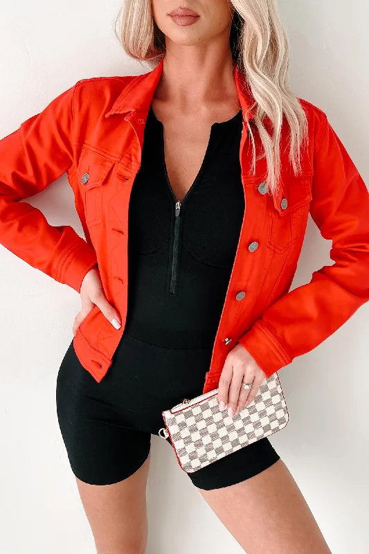 Women's denim jackets for tall women -Climbing The Ladder Kancan Denim Jacket (Red) Women's denim jackets for tall women -Climbing The Ladder Kancan Denim Jacket (Red)