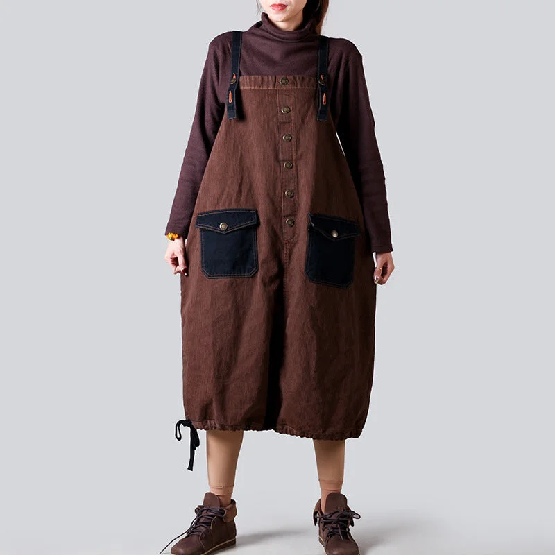 Denim dress with contrast stitching details--Babakud Women Retro Loose Fit Cotton Denim Suspender Dress Denim dress with contrast stitching details--Babakud Women Retro Loose Fit Cotton Denim Suspender Dress