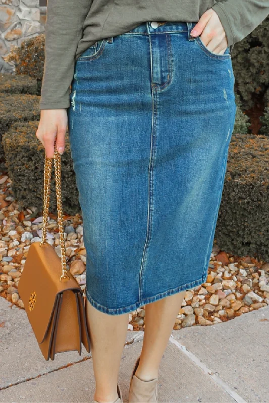 Piper Distressed Denim Skirt in Vintage