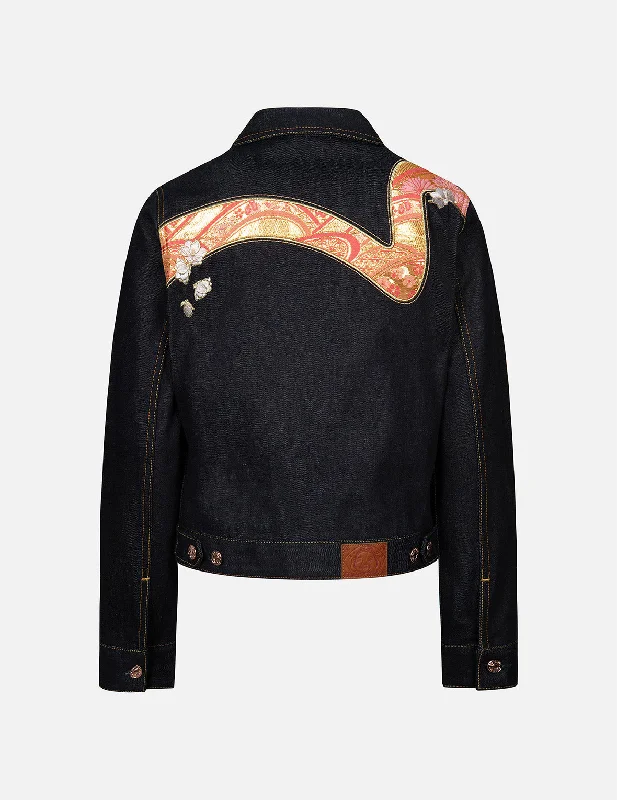 How to personalize a denim jacket -Brocade Seagull and Daicock Appliqué Regular Fit Denim Jacket How to personalize a denim jacket -Brocade Seagull and Daicock Appliqué Regular Fit Denim Jacket