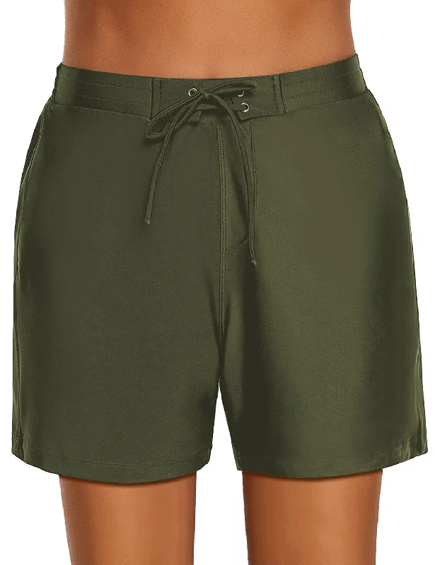Women Lace-Up Tie Swim Board Shorts Stretch Beach Swimsuit Bottom