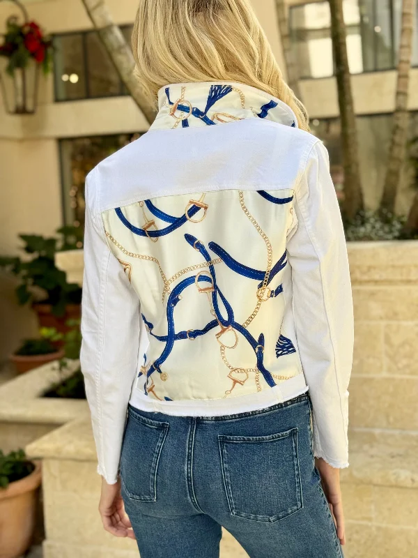 Denim jackets for women over 60 -The White Denim Jacket / Gold Bit