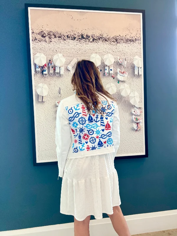 How to layer a denim jacket for style -The White Demin Jacket / Nautical Neat