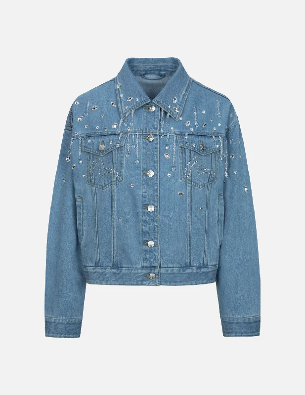 Styling tips for boyfriend denim jackets -Crystal Embellished Oversized Denim Jacket Styling tips for boyfriend denim jackets -Crystal Embellished Oversized Denim Jacket