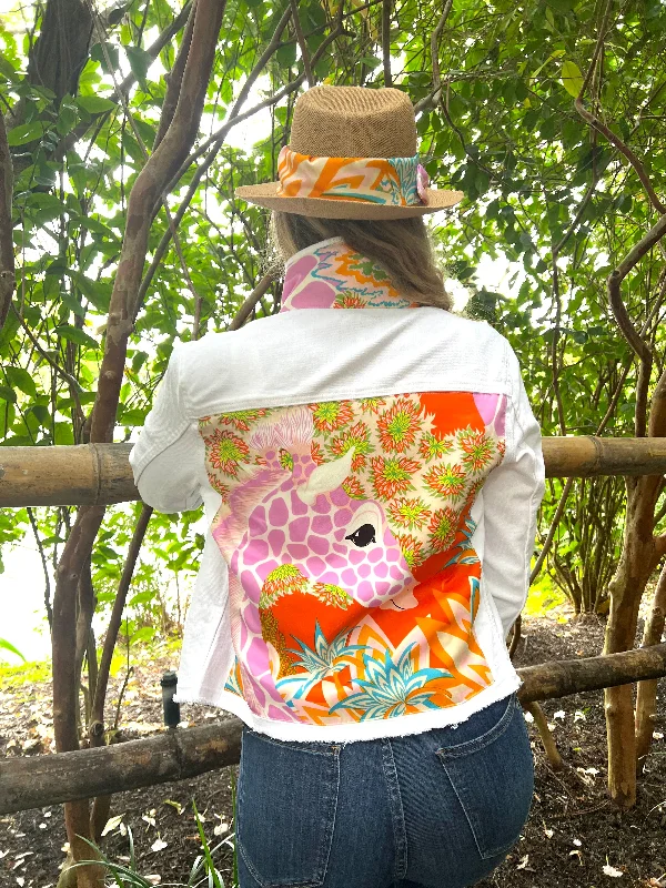 Best denim jackets for workwear -The White Denim Jacket / Pink Giraffe