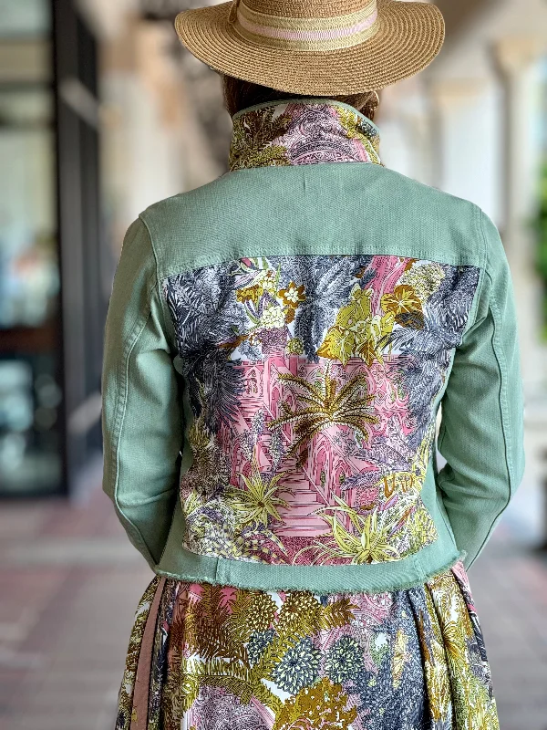 Women's denim jackets with vintage designs -The Tea Leaf Green Denim Jacket / Fall of Mauve