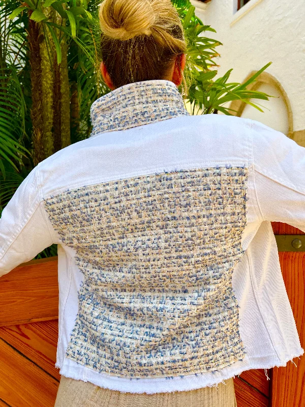 Denim jackets for women over 60 -The White Denim Jacket / Blue tweed