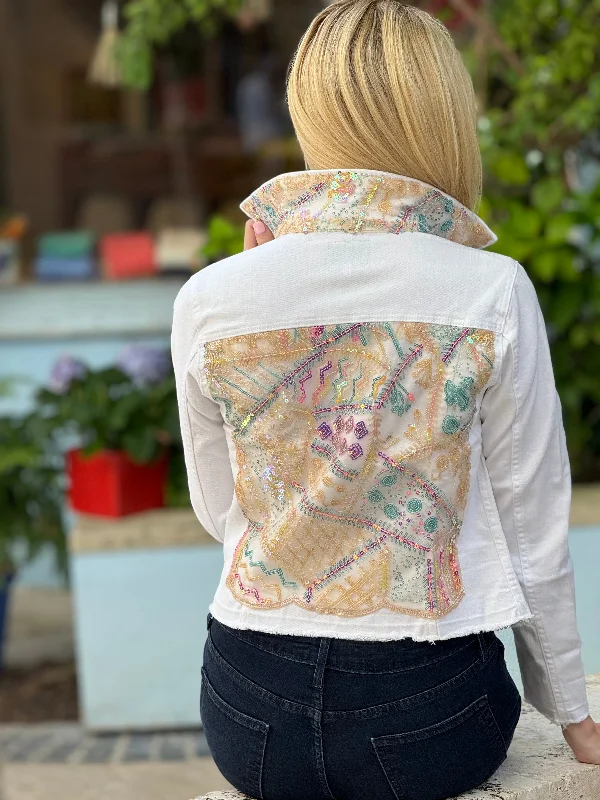 Denim jackets for petite women -The White Denim Jacket / Let's Sparkle