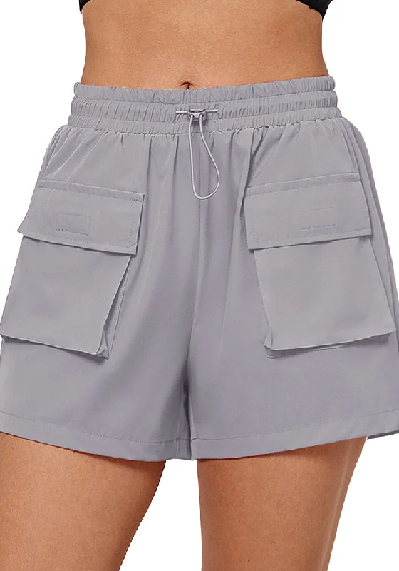 Light Gray Women's Casual Lightweight Athletic Pocket Drawstring Shorts High Rise Sports Short Light Gray Women's Casual Lightweight Athletic Pocket Drawstring Shorts High Rise Sports Short