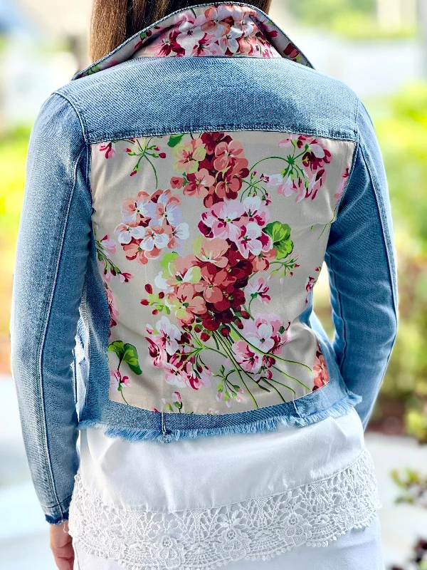 How to layer a denim jacket for style -The Light Denim Jacket / Coral Flowers