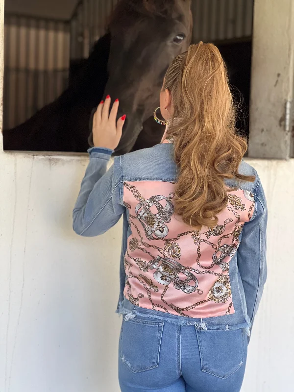 Denim coats for winter sports -The Light Denim Jacket / Blush Stirrup