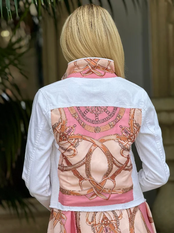 Best denim jackets for layering -The White Denim Jacket / Pink Stirrup