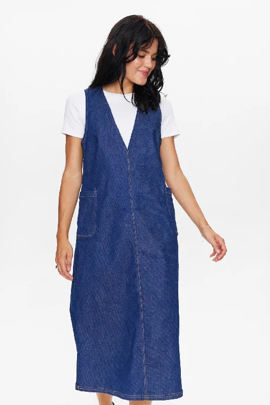 Best denim dresses for maternity wear 2023--NUGIGI DENIM DRESS - Dark Blue Denim
