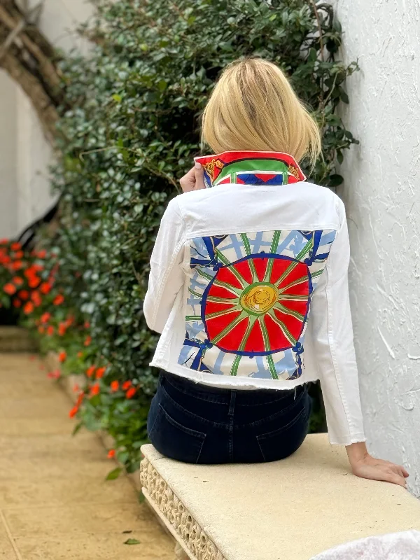 Denim jackets for women over 60 -The White Denim Jacket / Love Red
