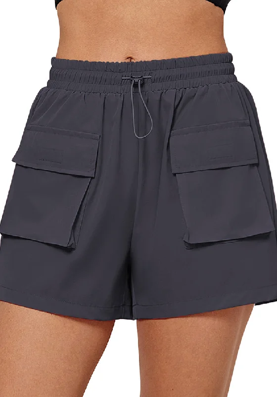 Dark Gray Women's Casual Lightweight Athletic Pocket Drawstring Shorts High Rise Sports Short Dark Gray Women's Casual Lightweight Athletic Pocket Drawstring Shorts High Rise Sports Short