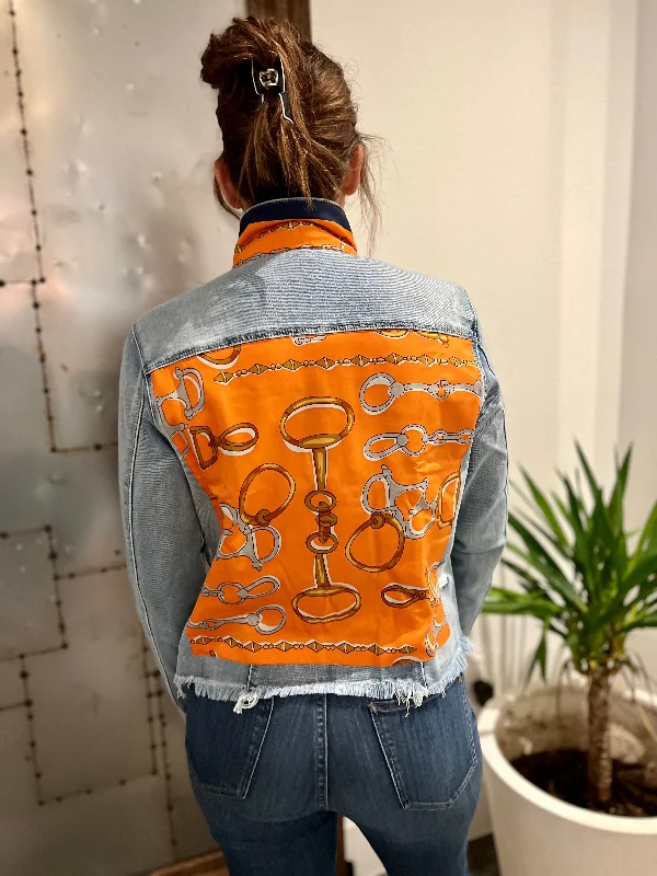 Denim coats with smart technology integration -The Light Denim Jacket / Orange and Blue Bit