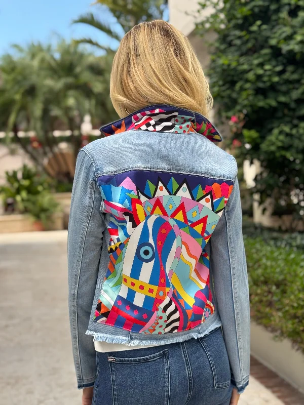 Denim coats for formal events -The Light Denim Jacket / Mosaic Blue Horse