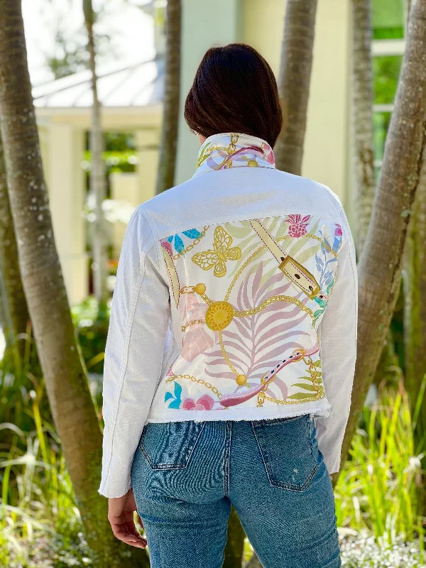 Denim coats for special occasions -The White Denim Jacket / Cool Summer Nights