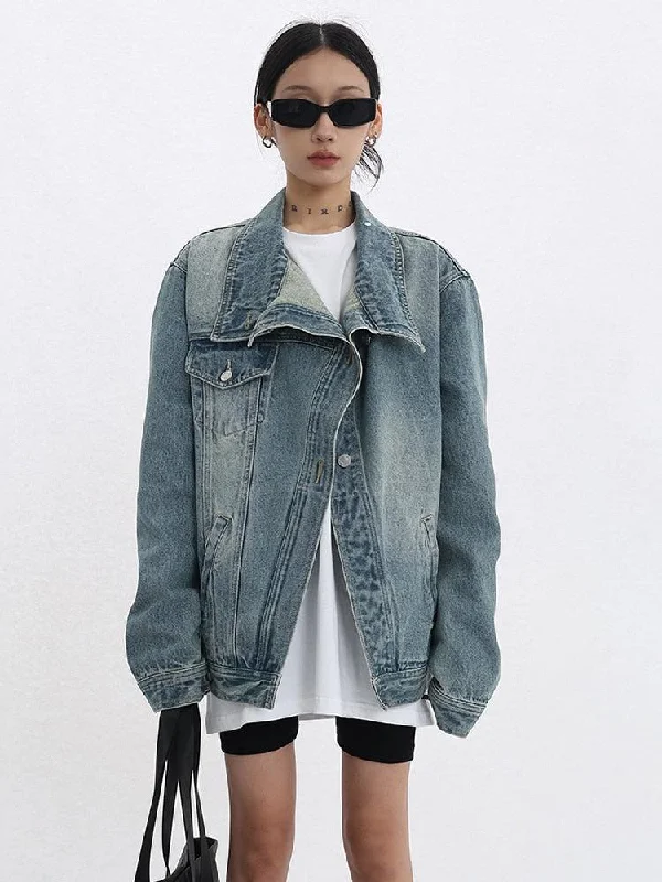 How to care for distressed denim jackets -Acubi Asymmetrical Denim Jacket
