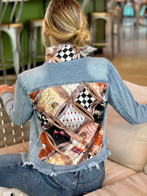 Women's denim jackets with eco-friendly materials -The Light Denim Jacket / Designer Horse with Straps Women's denim jackets with eco-friendly materials -The Light Denim Jacket / Designer Horse with Straps
