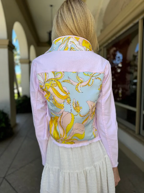 Denim jackets for bohemian style -The Pink Denim Jacket / Pastel Pucci