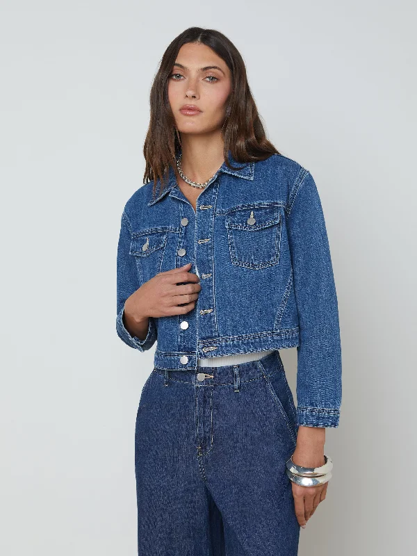 Denim coats for winter sports -Koda Cropped Denim Jacket