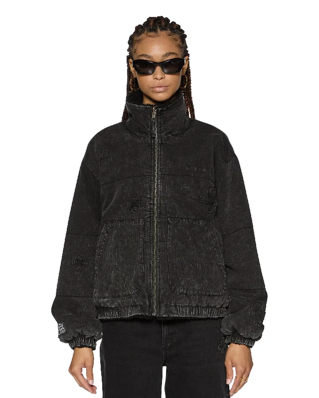 Denim coats with sustainable materials -REVERSIBLE PUFFER JACKET NOIR KRAFTWERK/BLACK