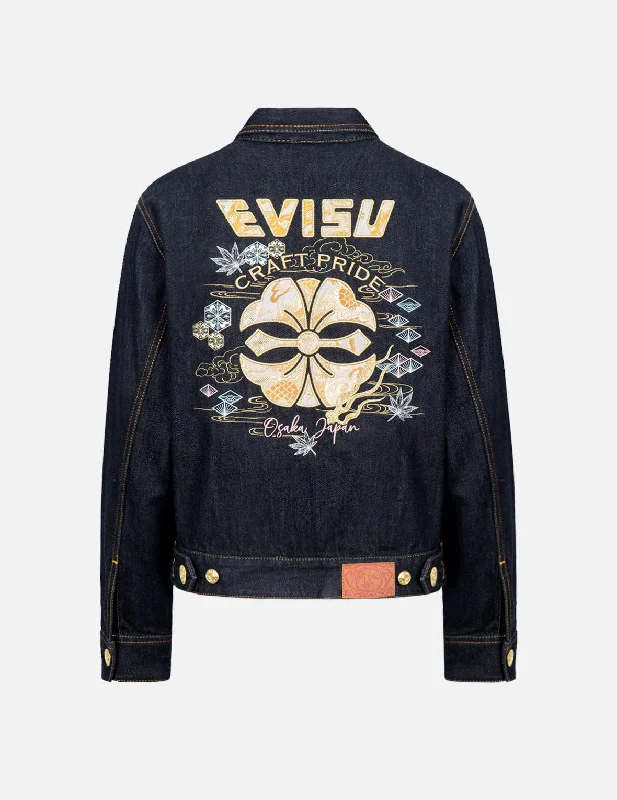 Denim jackets for pregnant women -Dragon Brocade Appliqué Denim Jacket