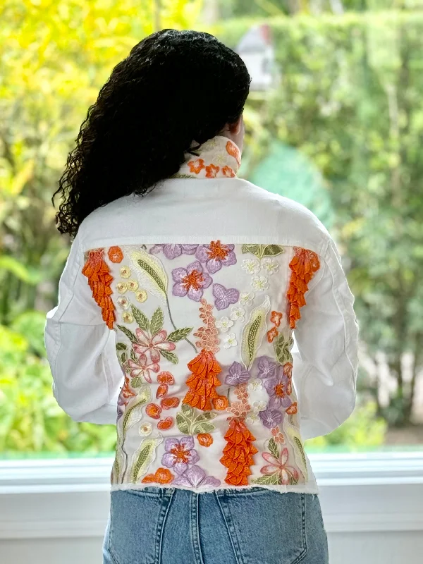 How to personalize a denim jacket -The White Denim Jacket / Orange Blossom