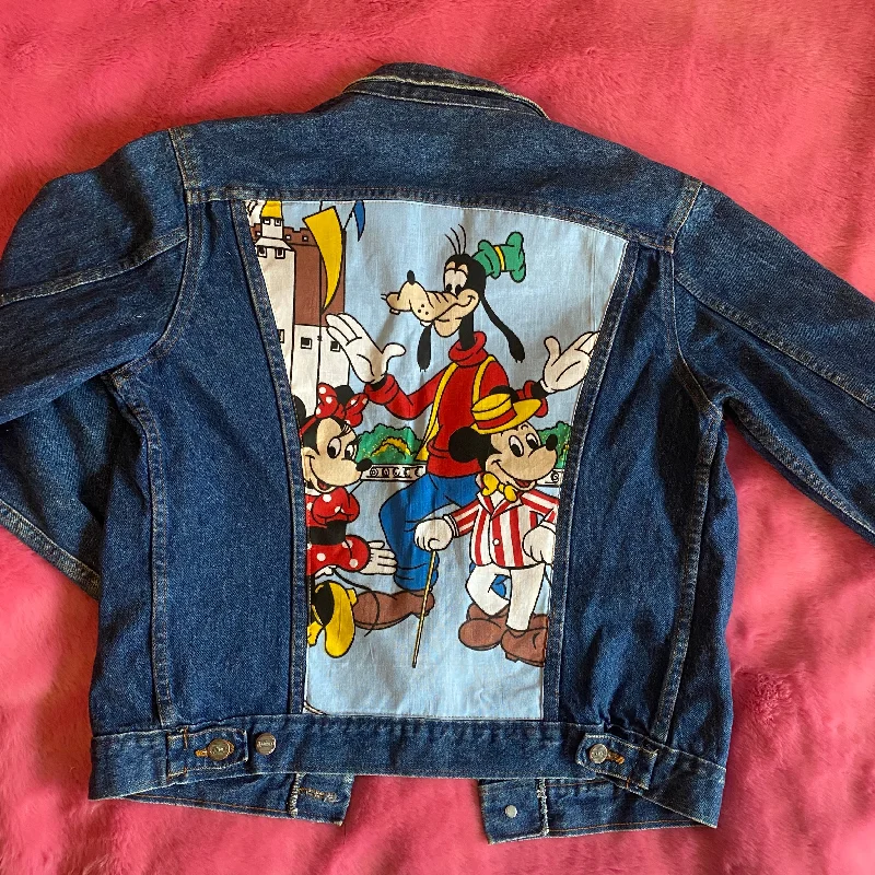 Denim jackets for petite women -Denim Jacket made with Reworked Duvet Cover.