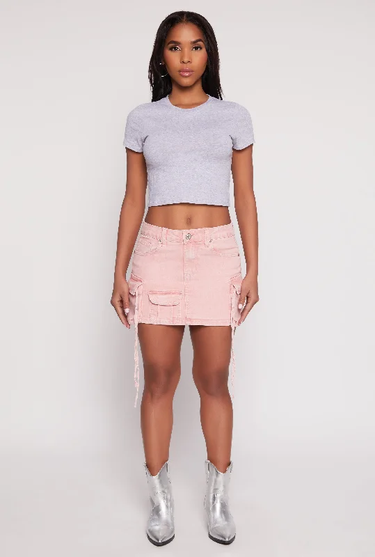 VIP Acid Wash Denim Cargo Skirt