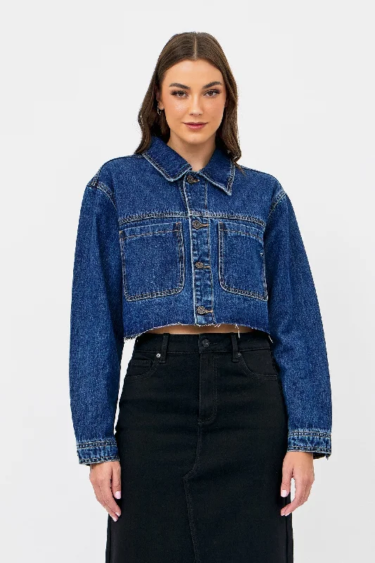 Denim coats with unique embroidery -Jean Jacket Dark