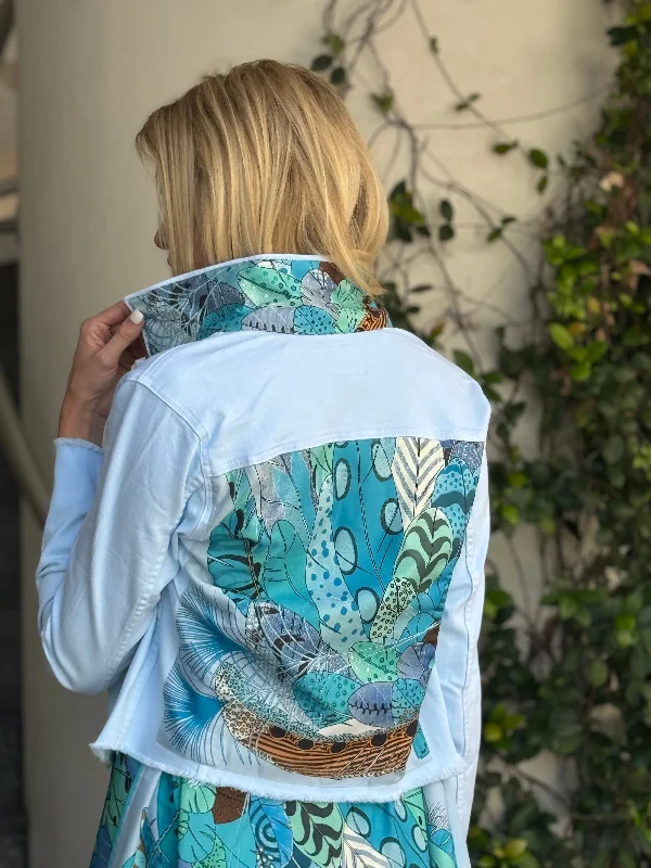 Women's denim jackets with eco-friendly materials -The Nantucket Breeze Denim Jacket / Sky Blue Women's denim jackets with eco-friendly materials -The Nantucket Breeze Denim Jacket / Sky Blue