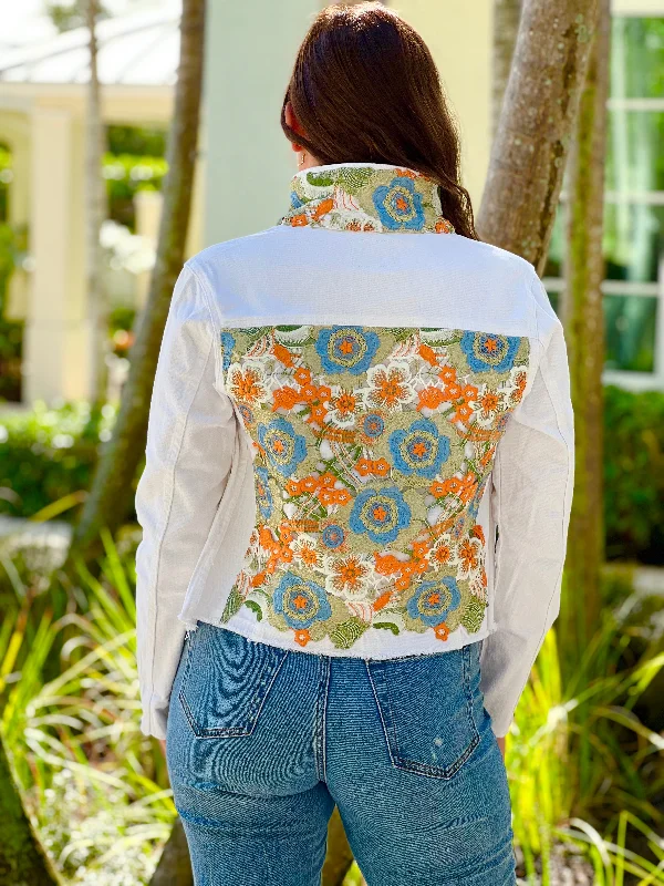 Women's denim jackets with eco-friendly materials -The White Denim Jacket /  Lavish Lace