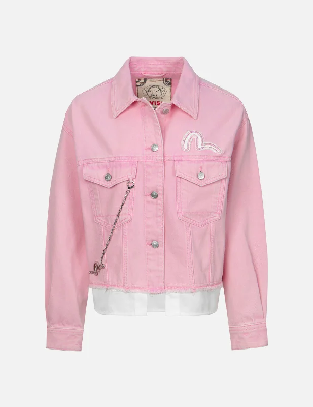 How to style a denim coat for winter -Seagull Applique Embroidery Mock 2-In-1 Fashion fit Denim Jacket How to style a denim coat for winter -Seagull Applique Embroidery Mock 2-In-1 Fashion fit Denim Jacket