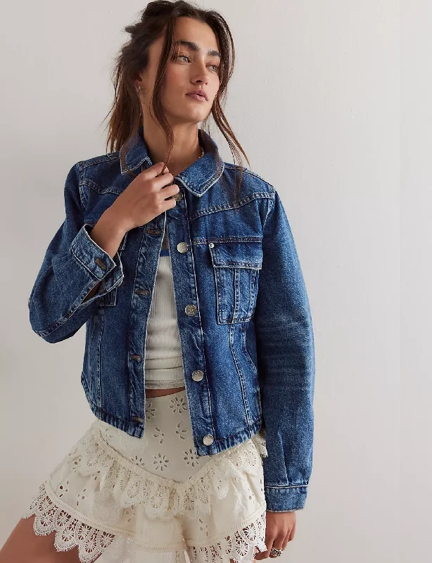Denim coats for winter sports -Jade Denim Jacket, High Dive