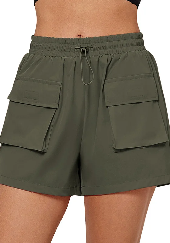 Army Green Women's Casual Lightweight Athletic Pocket Drawstring Shorts High Rise Sports Short Army Green Women's Casual Lightweight Athletic Pocket Drawstring Shorts High Rise Sports Short