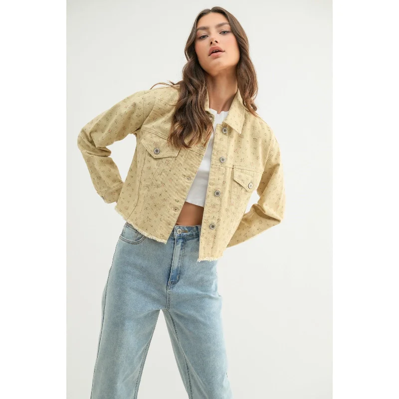 Women's denim jackets for spring fashion -Floral Days Ahead Jacket