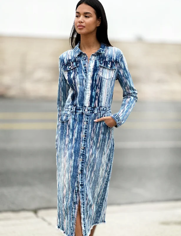 Denim pinafore dress layering ideas--Painter Denim Dress