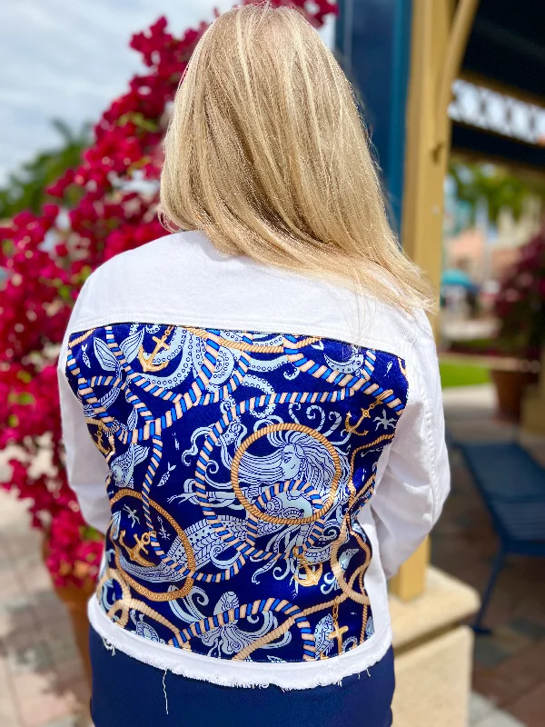 How to personalize a denim jacket -The White Denim Jacket / Mermaid Love