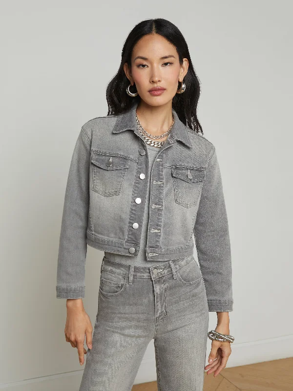 How to layer a denim jacket for style -Koda Cropped Denim Jacket