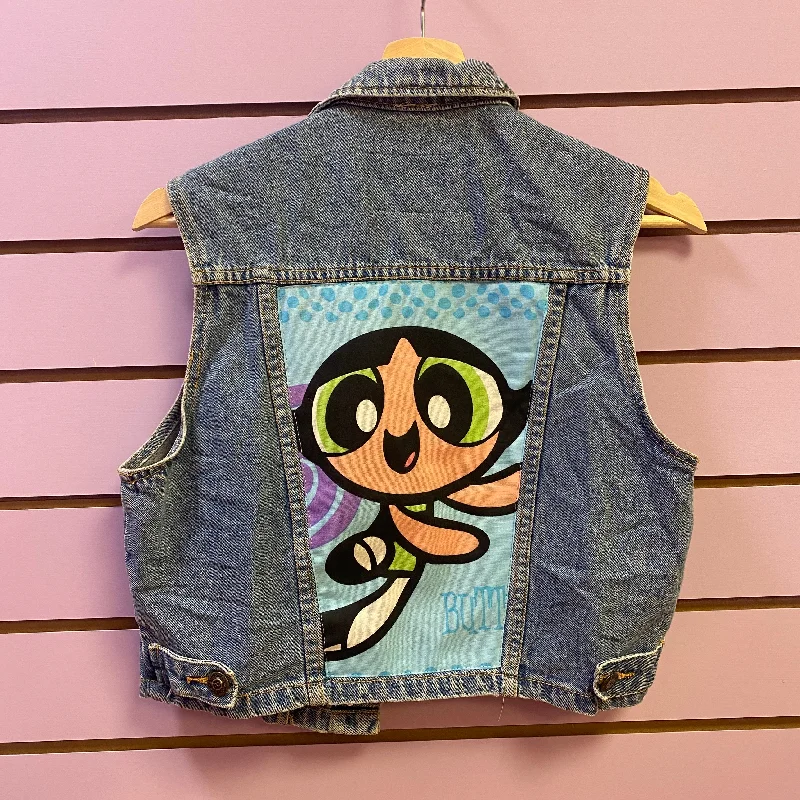 Denim jackets for petite women -Denim Jacket made with Reworked Duvet Cover.