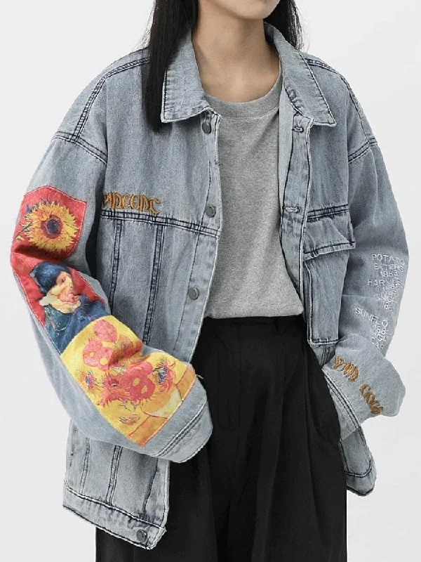 Best denim jackets for casual wear -Vincent Van Gogh Denim Jacket