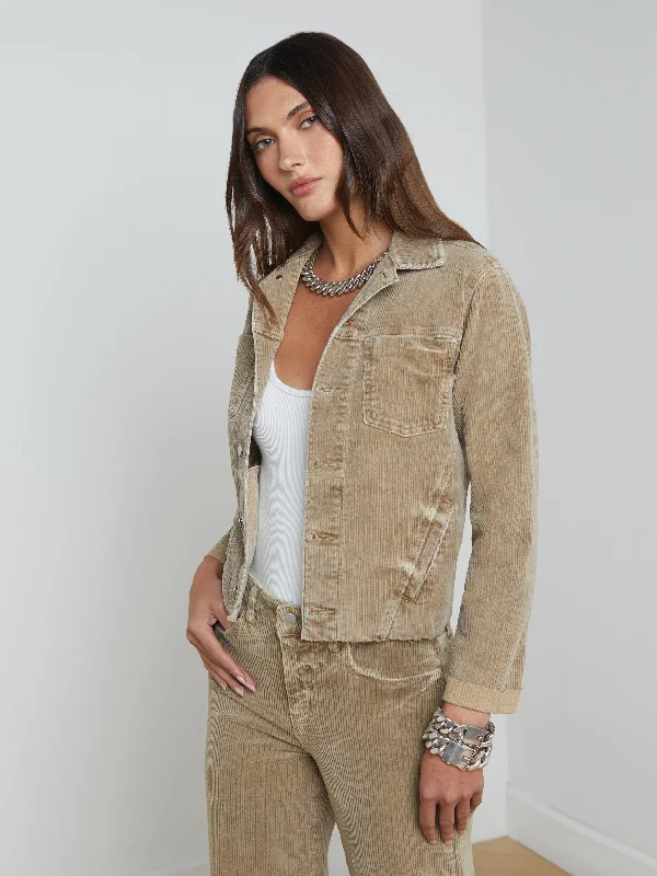 Denim coats with smart technology integration -Janelle Corduroy Jacket