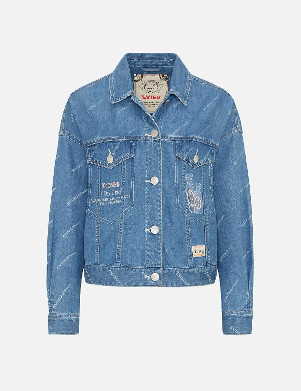 Best denim jackets for layering -Sake Bottle Embroidered Monogram Print Denim Jacket Best denim jackets for layering -Sake Bottle Embroidered Monogram Print Denim Jacket